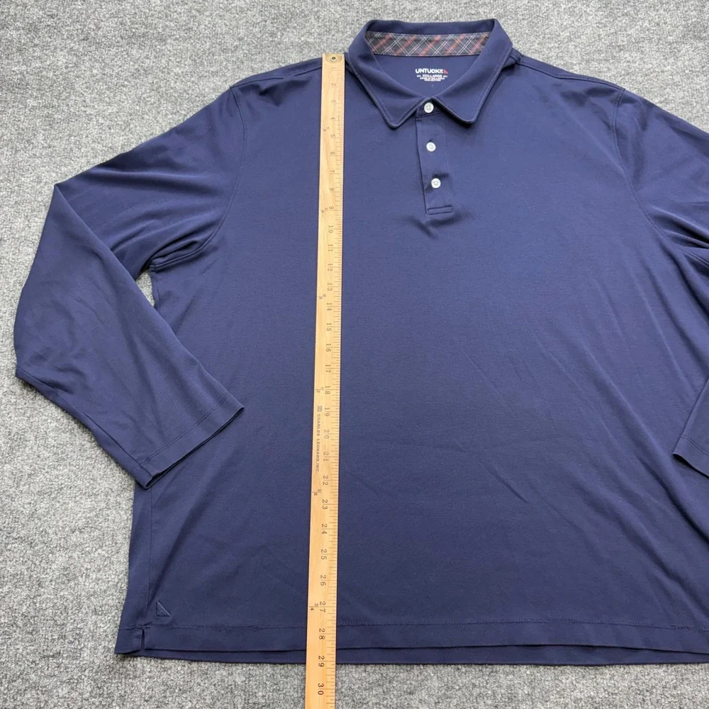 UNTUCKit Mens Damaschino Long Sleeve Polo Shirt Navy Blue 3XL XXXL 40990